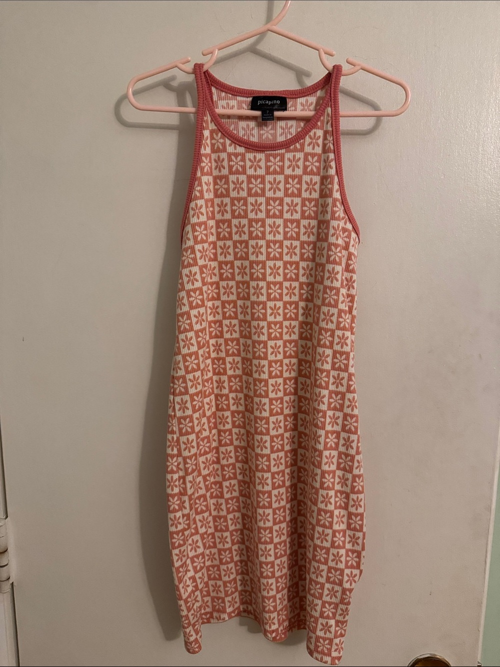 Picapino Coral and Cream Knit Tank Dress for Kids